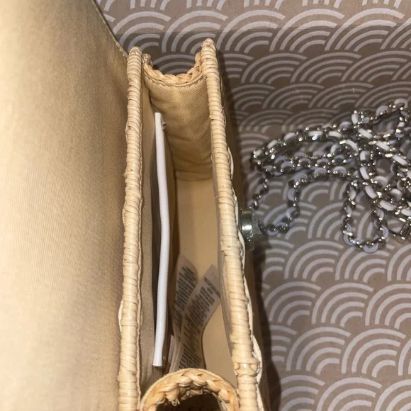 Ted Baker White and Tan Mini Bag with Woven Rattan and Leather - Picture 3 of 3